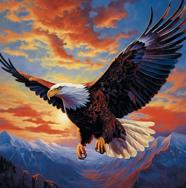 Diamond Painting Adler fliegt über die Alpen